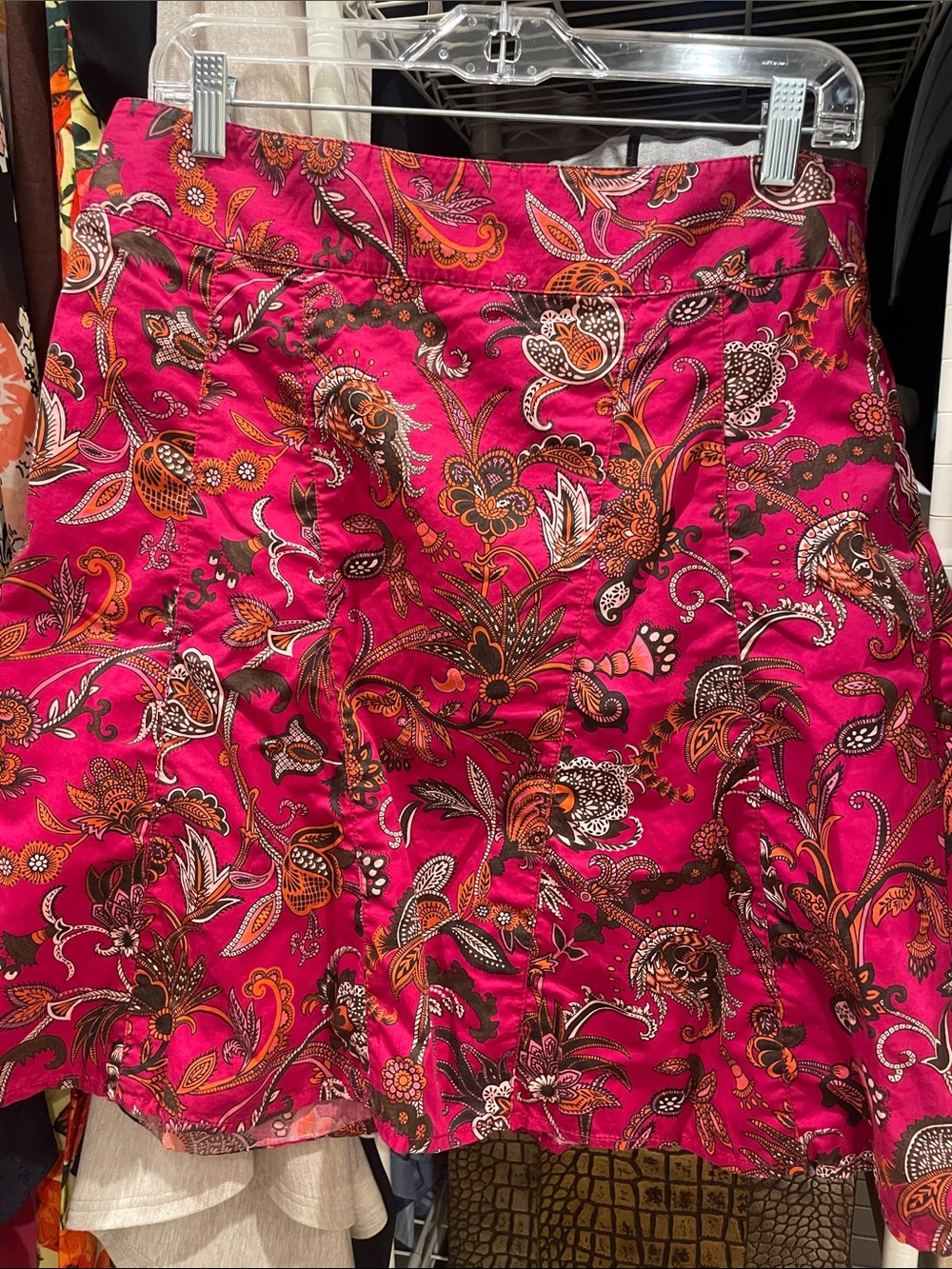 Ann Taylor Magenta Paisley A-Line Skirt